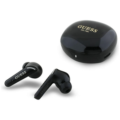 Handsfree Bluetooth Guess Flat Classic Logo Electroplated, TWS, Sort