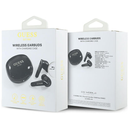Handsfree Bluetooth Guess Flat Classic Logo Electroplated, TWS, Sort