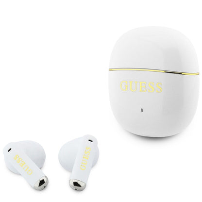 Handsfree Bluetooth Guess Glossy Gold Line Classic, TWS, Hvid