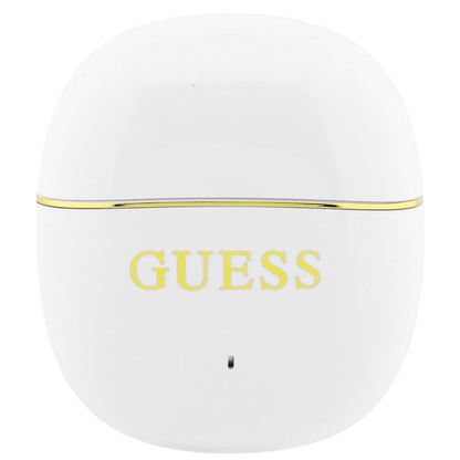 Handsfree Bluetooth Guess Glossy Gold Line Classic, TWS, Hvid