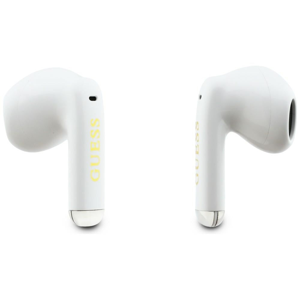 Handsfree Bluetooth Guess Glossy Gold Line Classic, TWS, Hvid