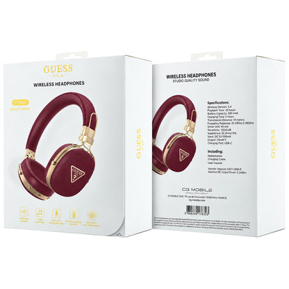 Guess Grained Triangle Logo Bluetooth Handsfree, A2DP, Burgundy