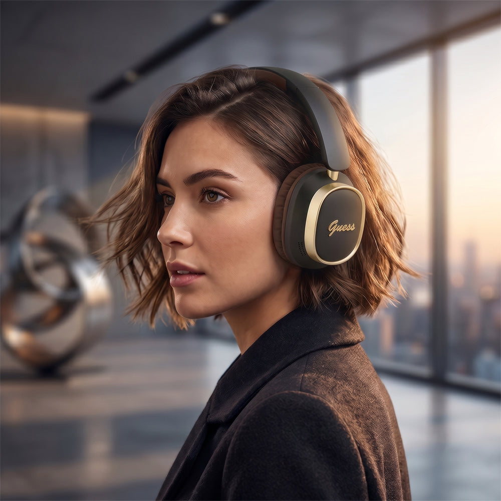 Handsfree Bluetooth Guess Rectangle Metal Script, A2DP, Brun