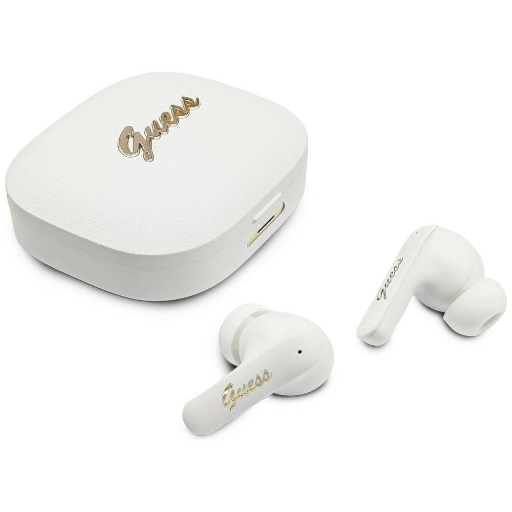 Handsfree Bluetooth Guess Script Metal Logo, TWS, Hvid