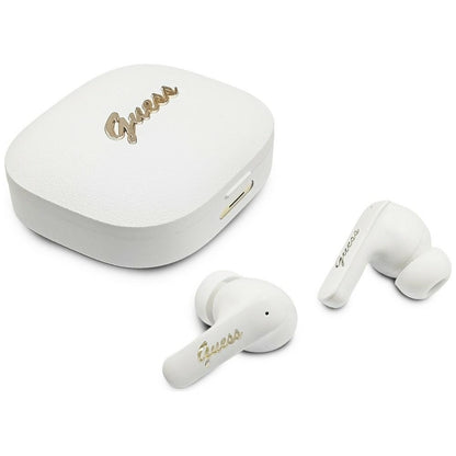 Handsfree Bluetooth Guess Script Metal Logo, TWS, Hvid