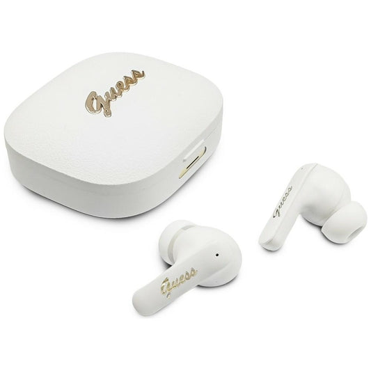 Handsfree Bluetooth Guess Script Metal Logo, TWS, Hvid