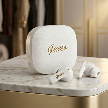 Handsfree Bluetooth Guess Script Metal Logo, TWS, White