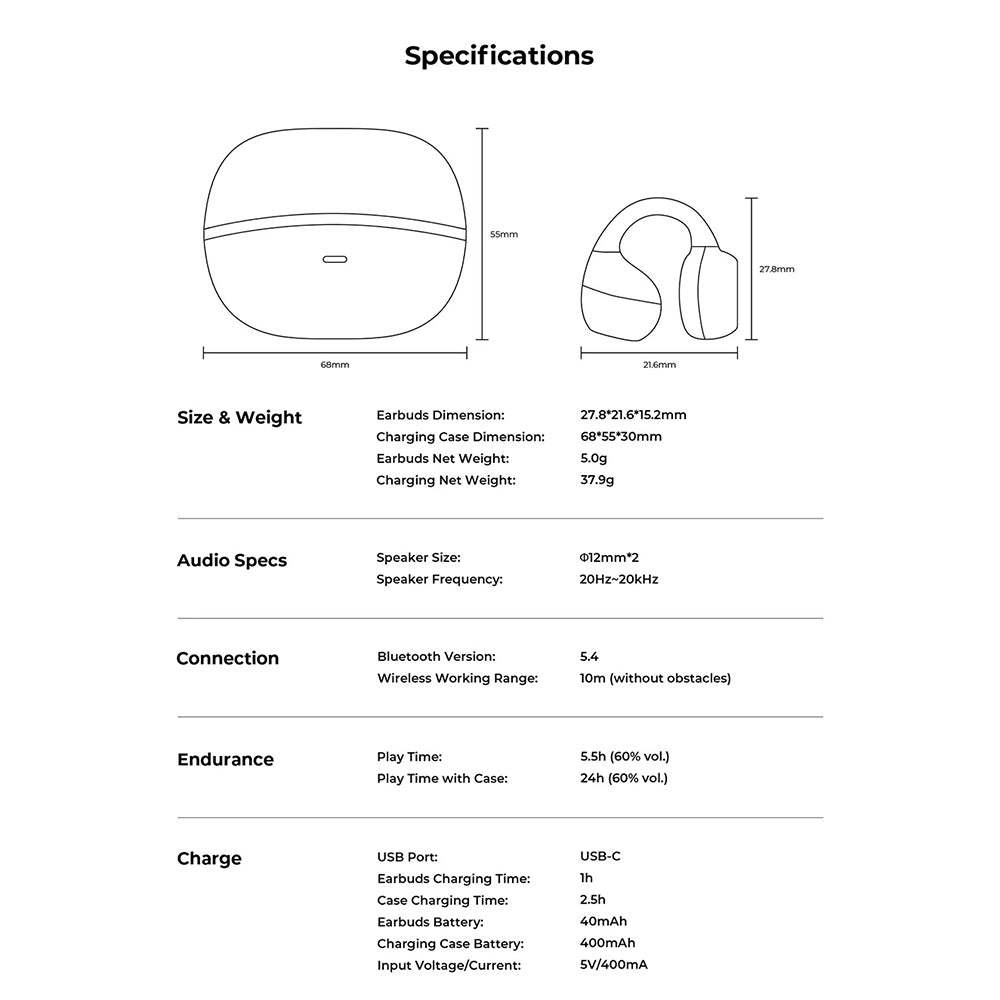 Handsfree Bluetooth HAVIT OWS916, TWS, Grå