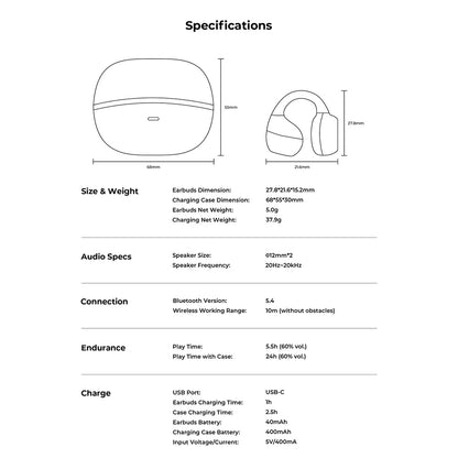 Handsfree Bluetooth HAVIT OWS916, TWS, Grå