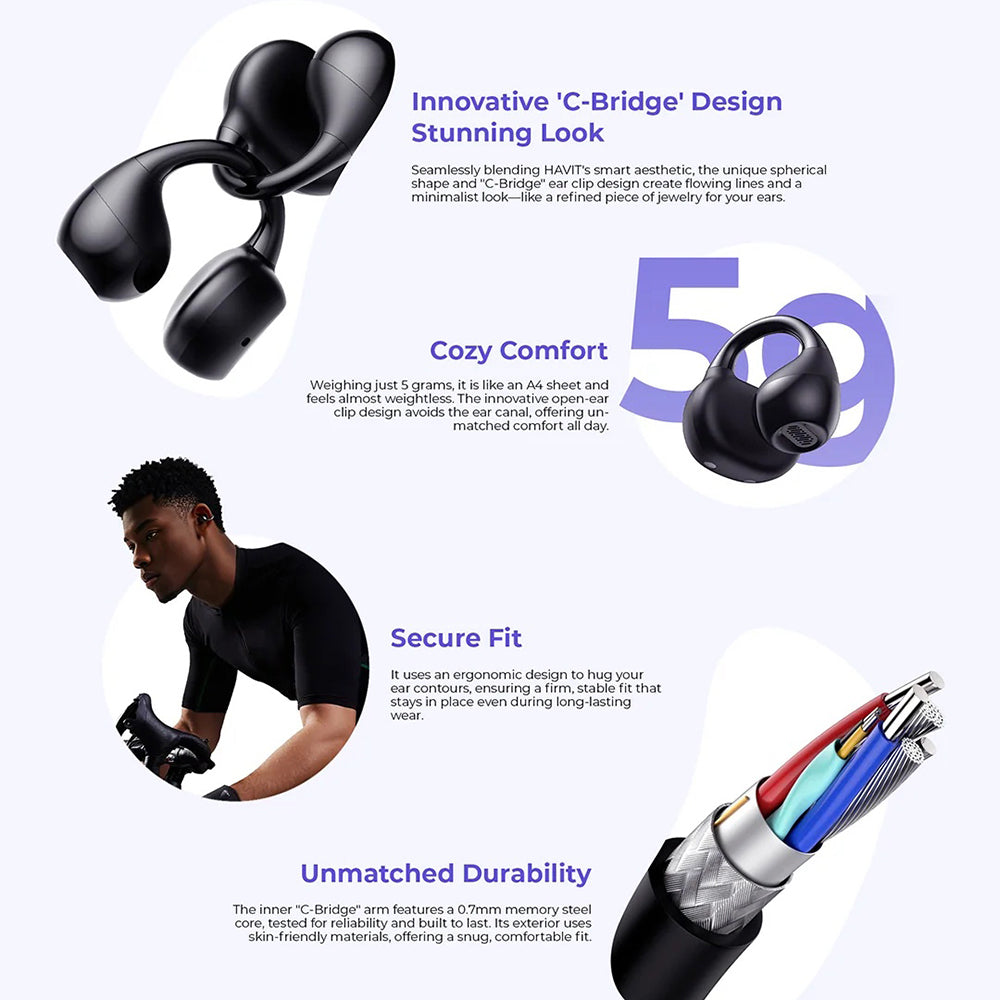 Handsfree Bluetooth HAVIT OWS916, TWS, Grå