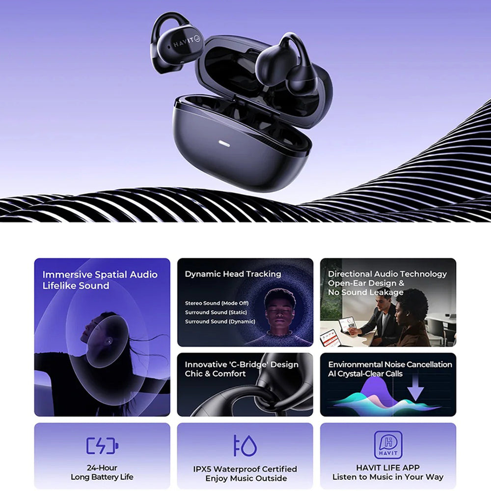 Handsfree Bluetooth HAVIT OWS916, TWS, Sort