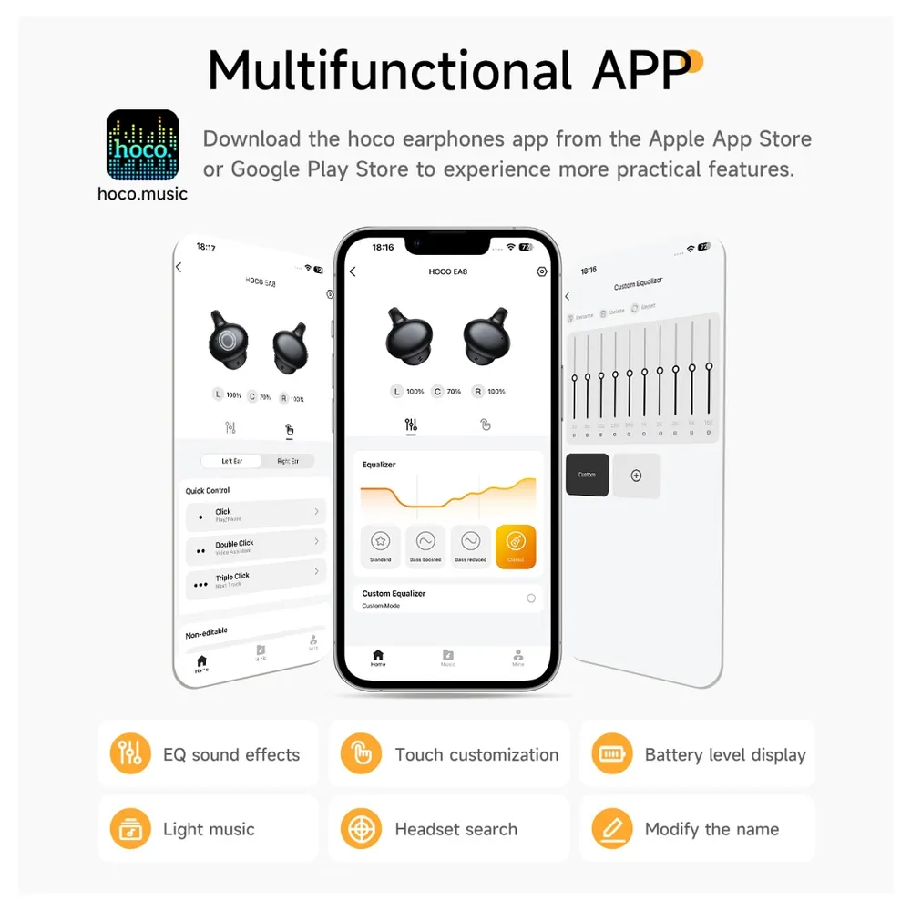 Handsfree Bluetooth HOCO EA8, TWS, Hvid