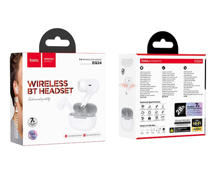 Handsfree Bluetooth HOCO EQ24, TWS, Hvid