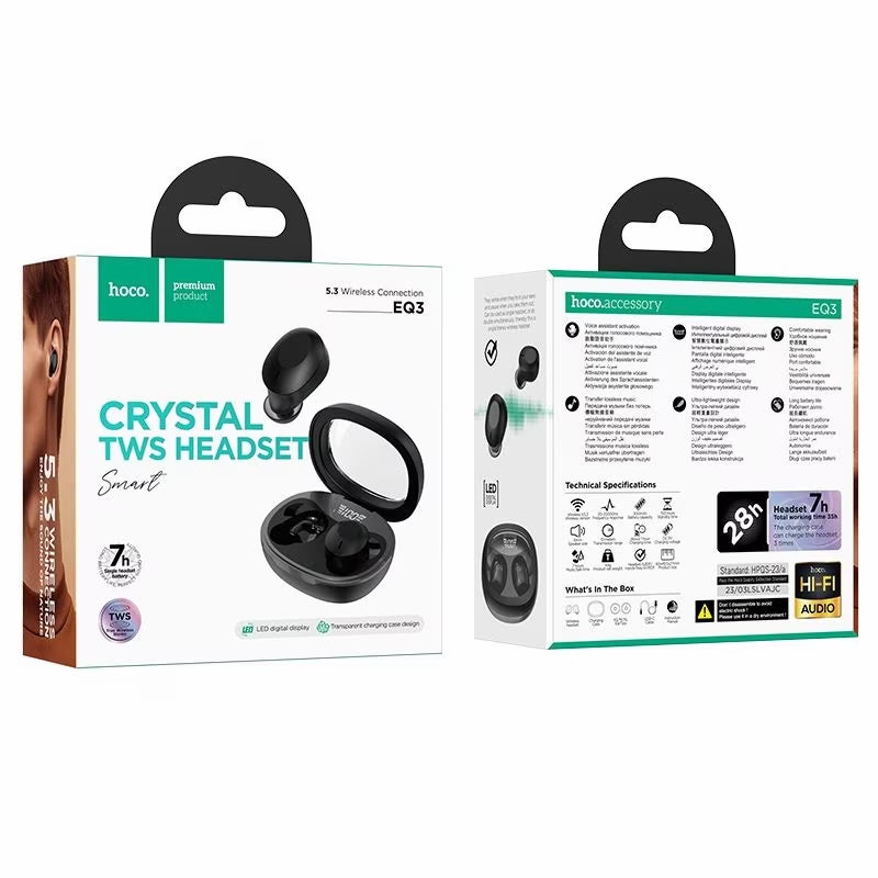 Handsfree Bluetooth HOCO EQ3, TWS, Sort