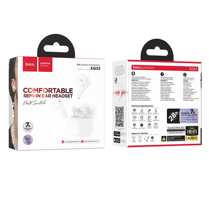 Bluetooth-håndfri HOCO EQ33, TWS, Hvid