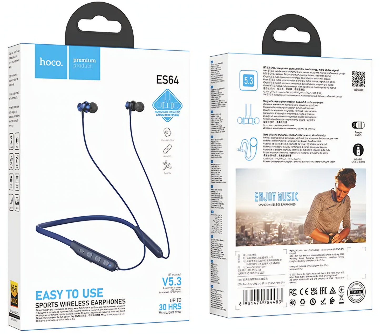 Handsfree Bluetooth HOCO ES64, A2DP, Blå