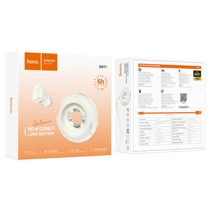 Bluetooth håndfri Bluetooth HOCO EW71 Mini Donut, TWS, Hvid