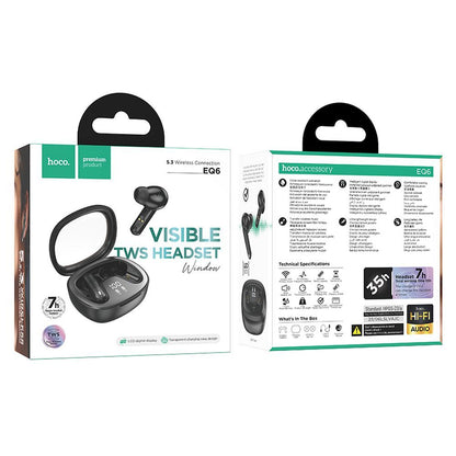 Håndfri Bluetooth Bluetooth HOCO Shadow EQ6, TWS, Sort 