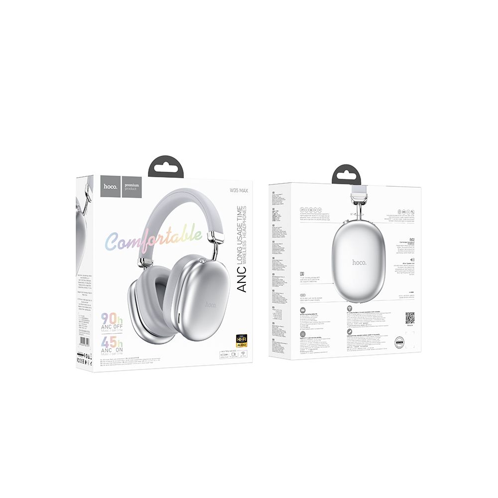 Handsfree Bluetooth HOCO W35 Max, A2DP, ANC, Sølv