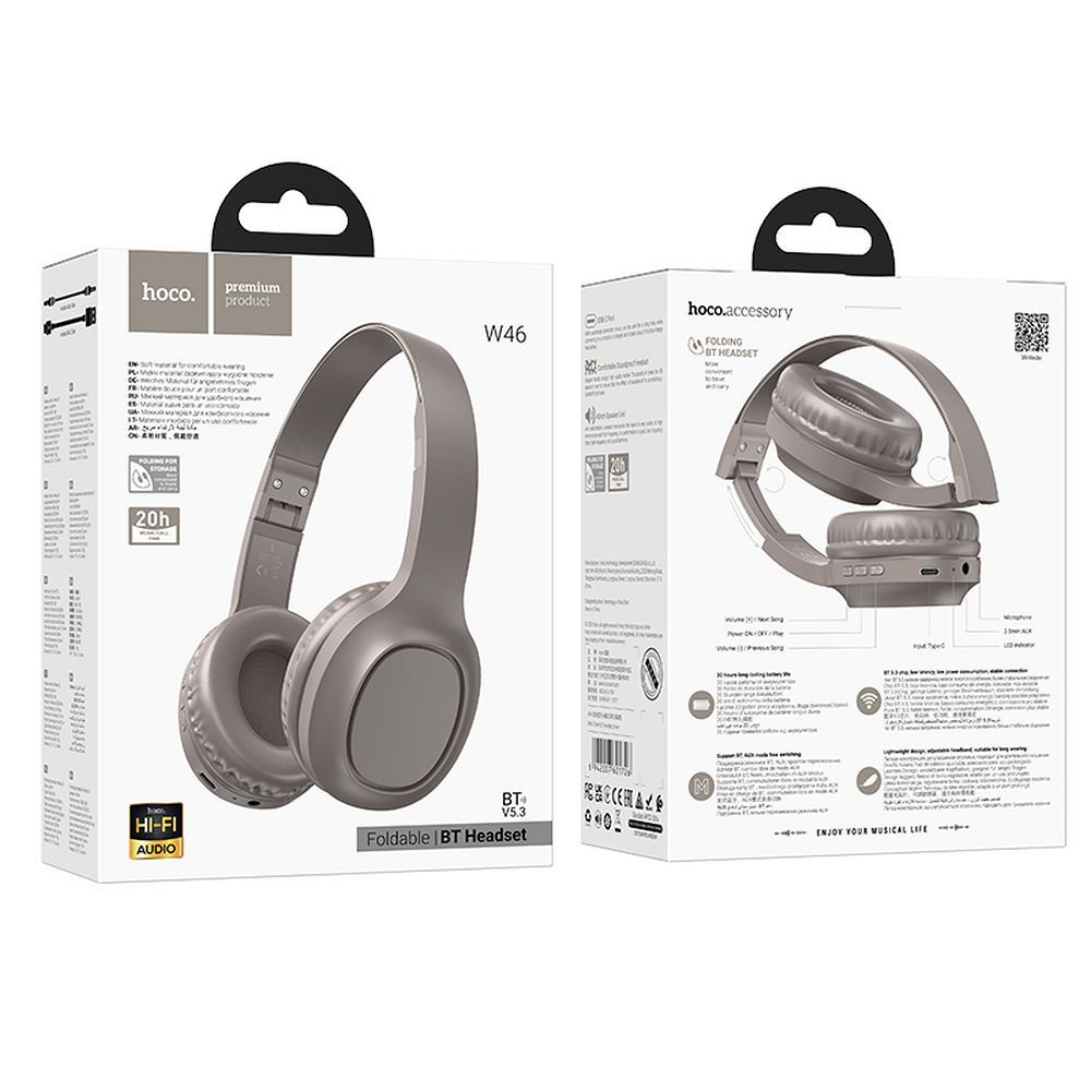 Handsfree Bluetooth HOCO W46, A2DP, Brun