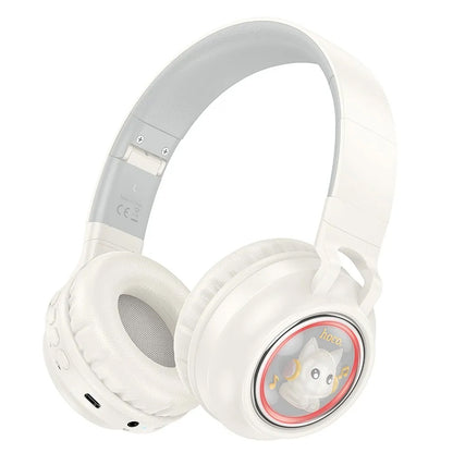 Handsfree Bluetooth HOCO W50 Kids Cute Cat, A2DP, Hvid