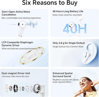 Handsfree Bluetooth Honor Choice X7e, TWS, ANC, Hvid 5504ABHF