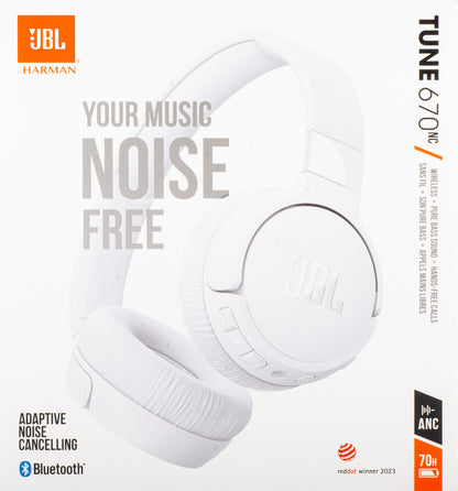 Handsfree Bluetooth JBL Tune 670NC, MultiPoint, A2DP, ANC, Hvid JBLT670NCWHTAP