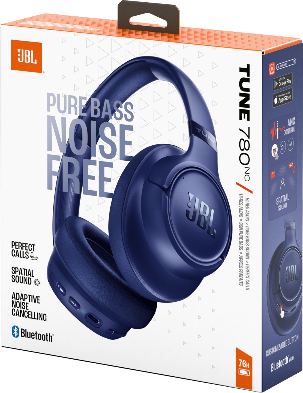 Handsfree Bluetooth JBL Tune 780NC, MultiPoint, A2DP, ANC, Blå JBLT780NCBLU