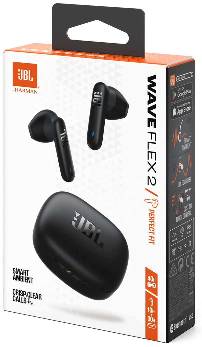 Handsfree Bluetooth JBL Wave Flex 2, TWS, ANC, MultiPoint, Black JBLWFLEX2BLK