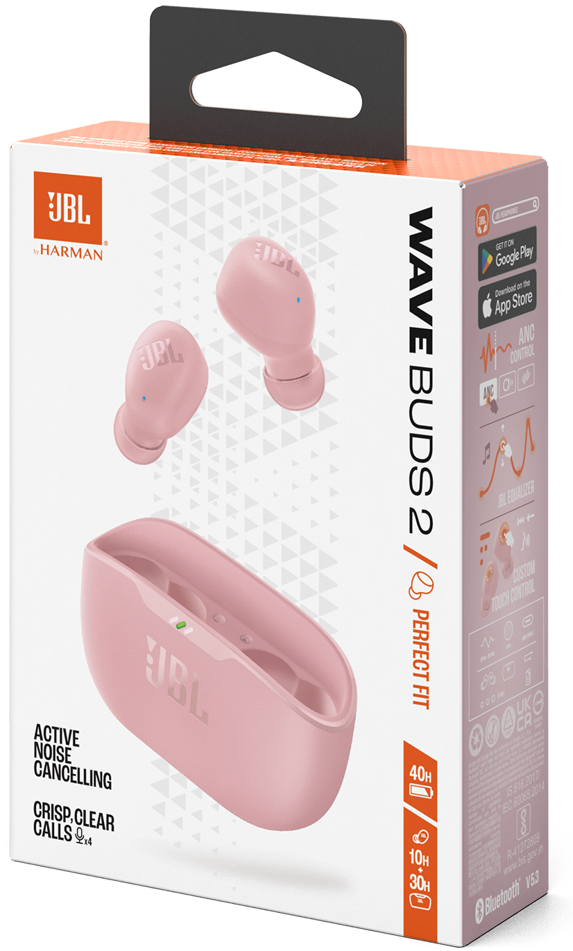 Bluetooth Handsfree JBL Wave Buds 2, TWS, ANC, MultiPoint, Pink JBLWBUDS2PIK