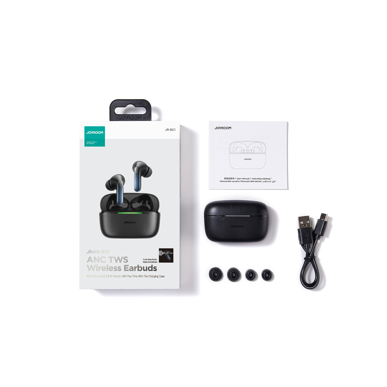 Handsfree Bluetooth Joyroom JR-BC1, TWS, ANC, Sort