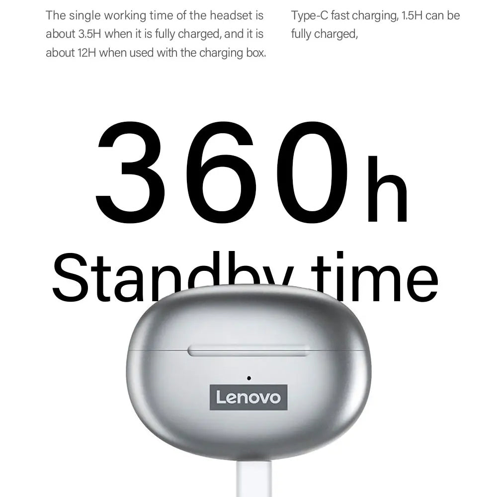 Handsfree Bluetooth Lenovo ThinkPlus LP5, TWS, Hvid