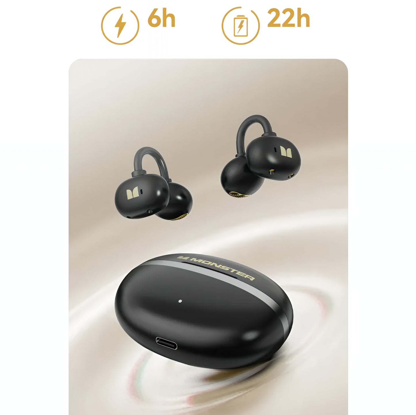 Handsfree Bluetooth Monster AirClip AC200, TWS, Sort