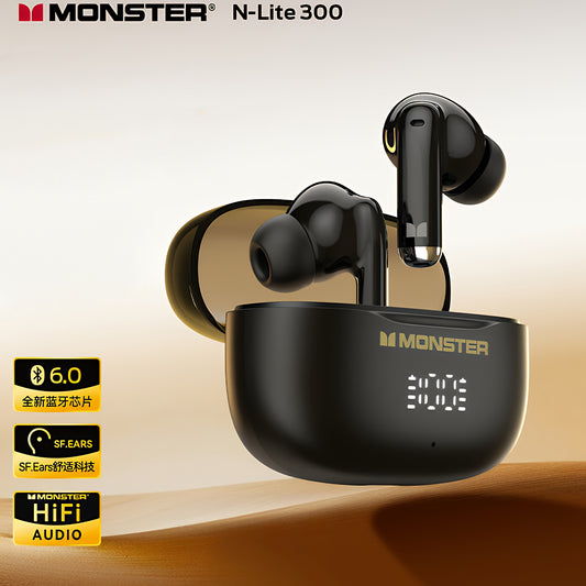 Handsfree Bluetooth Monster N-Lite 300, TWS, Sort