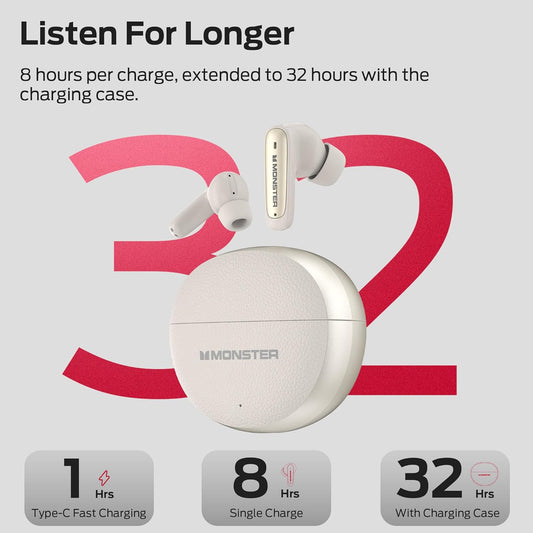 Handsfree Bluetooth Monster N-Lite 310, TWS, Lys creme