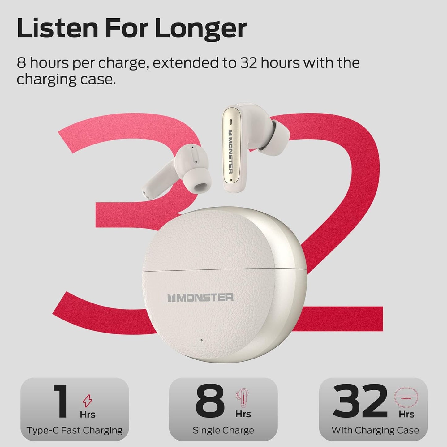 Handsfree Bluetooth Monster N-Lite 310, TWS, Lys creme