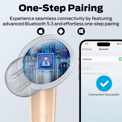 Bluetooth-håndfri Monster N-Lite 203 AirLinks, TWS, Guld
