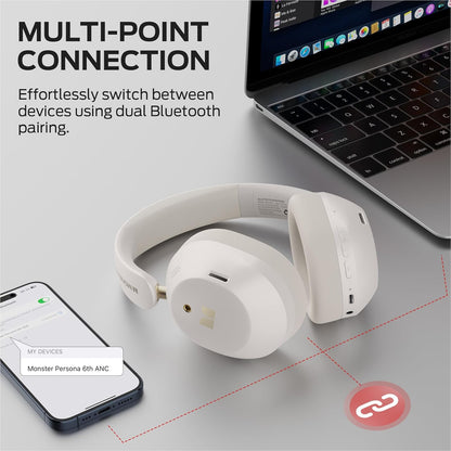 Handsfree Bluetooth Monster Persona 6th, MultiPoint, A2DP, ANC, Hvid