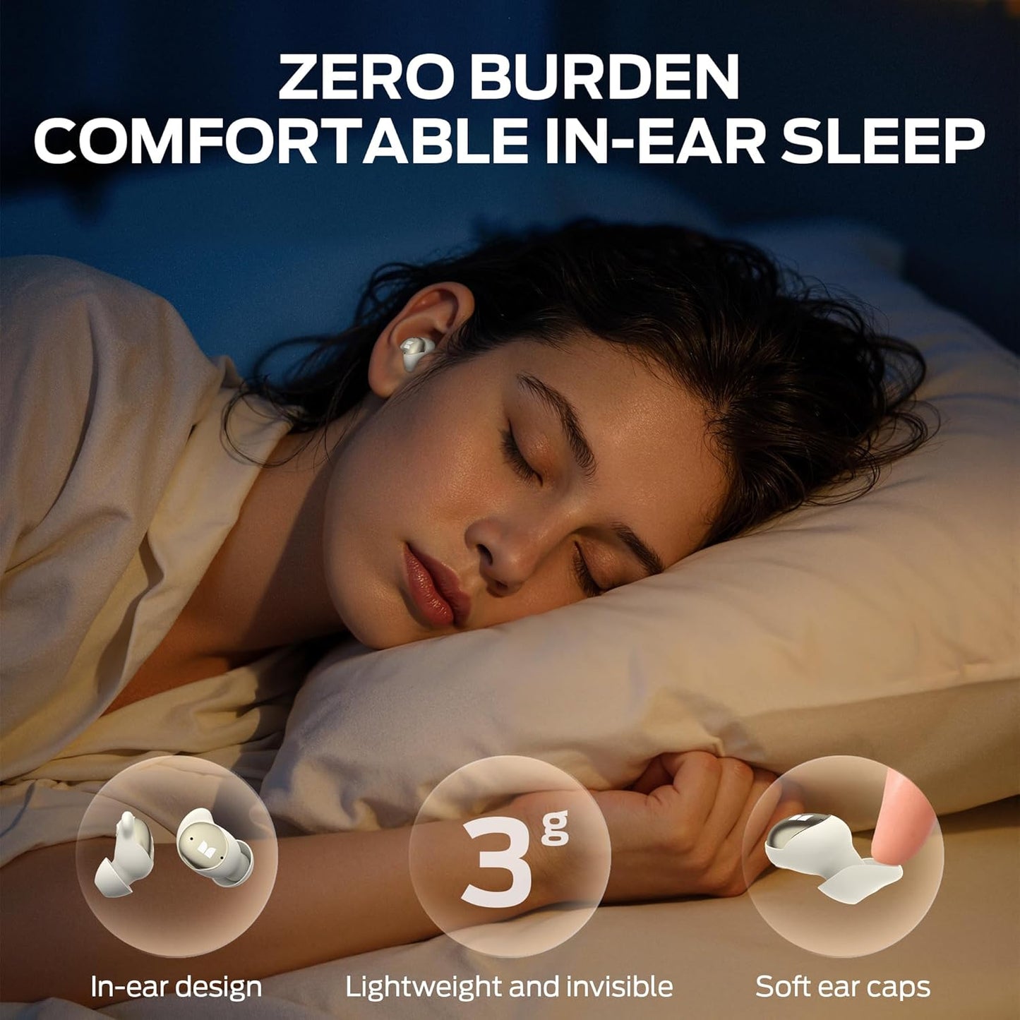 Handsfree Bluetooth Monster Sleep Ear200, TWS, ANC, Guld