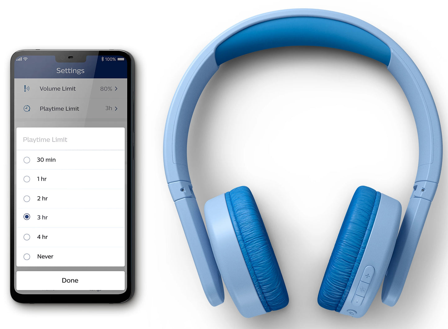 Handsfree Bluetooth Philips Kids, A2DP, Blå TAK4206BL/00