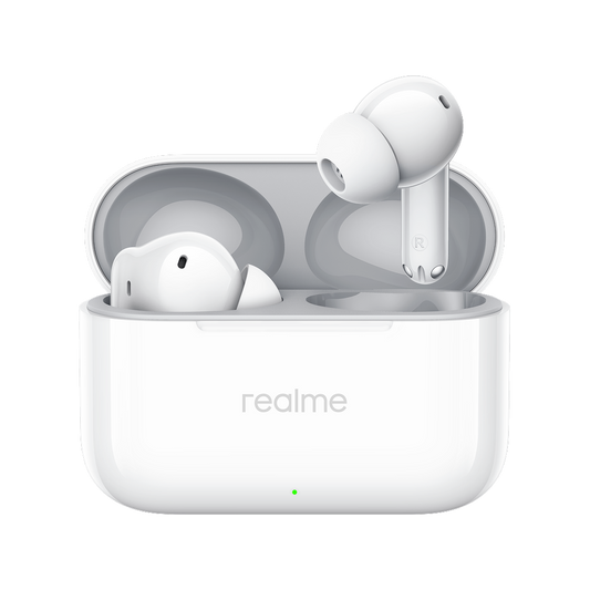 Handsfree Bluetooth Realme Buds T200, TWS, ANC, MultiPoint, Hvid