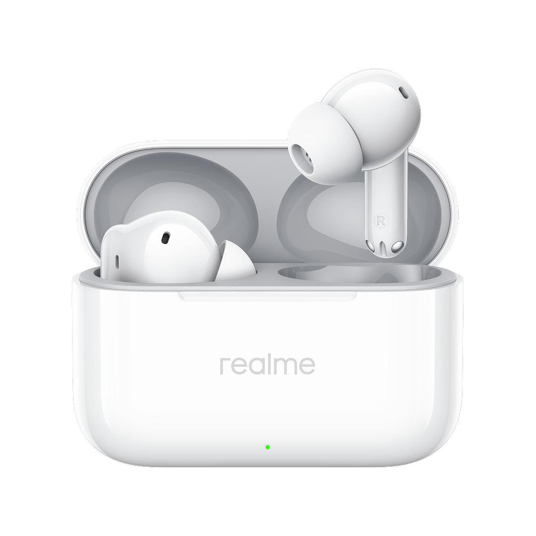 Handsfree Bluetooth Realme Buds T200, TWS, ANC, MultiPoint, Hvid