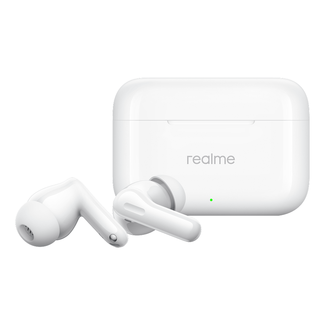 Handsfree Bluetooth Realme Buds T200, TWS, ANC, MultiPoint, Hvid
