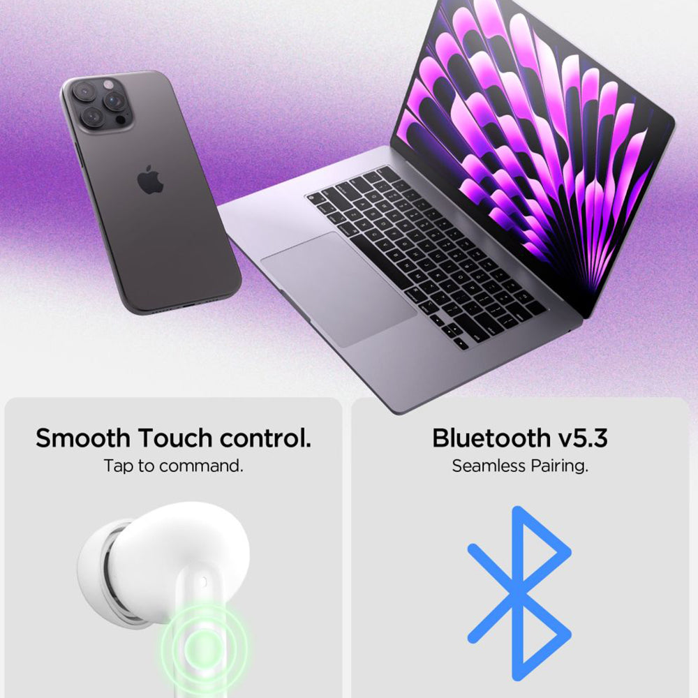 Handsfree Bluetooth Spigen SA2400, TWS, ANC, Sort