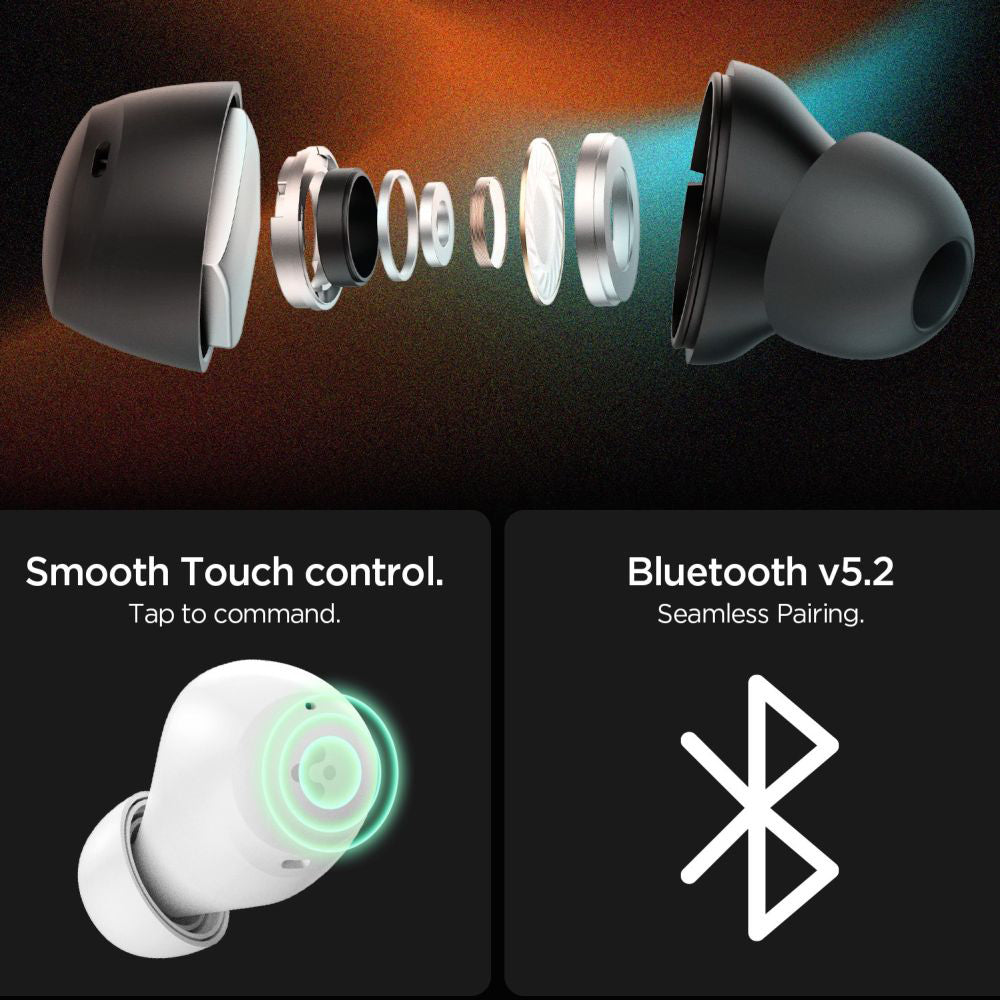 Handsfree Bluetooth Spigen SA2401, TWS, ANC, Sort