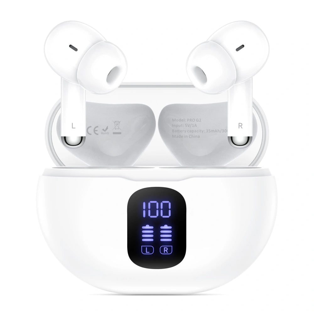 Handsfree Bluetooth Tech-Protect Ultraboost Pro G2, TWS, Hvid