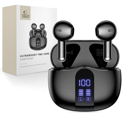 Handsfree Bluetooth Tech-Protect Ultraboost Core G2, TWS, Sort