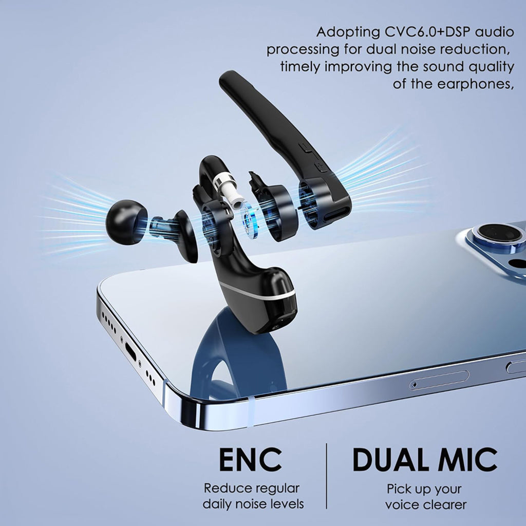 Bluetooth Call Center Headset Techsuit Hearyo A6L, Sort