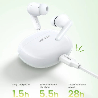 Handsfree Bluetooth UGREEN HiTune P3 WS207, TWS, MultiPoint, Hvid