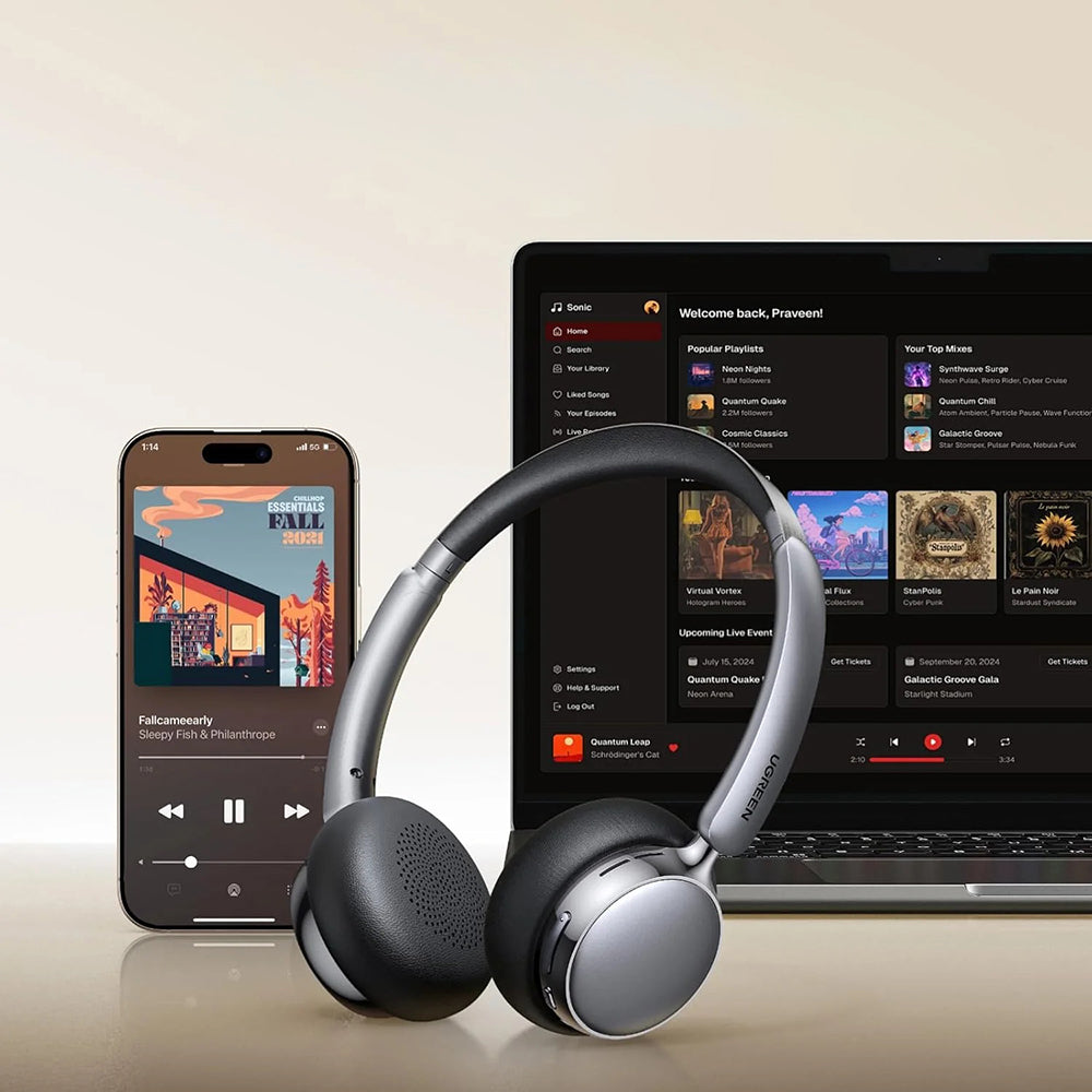 UGREEN HiTune Studio Plus HP207 Bluetooth Handsfree, A2DP, ANC, Silver